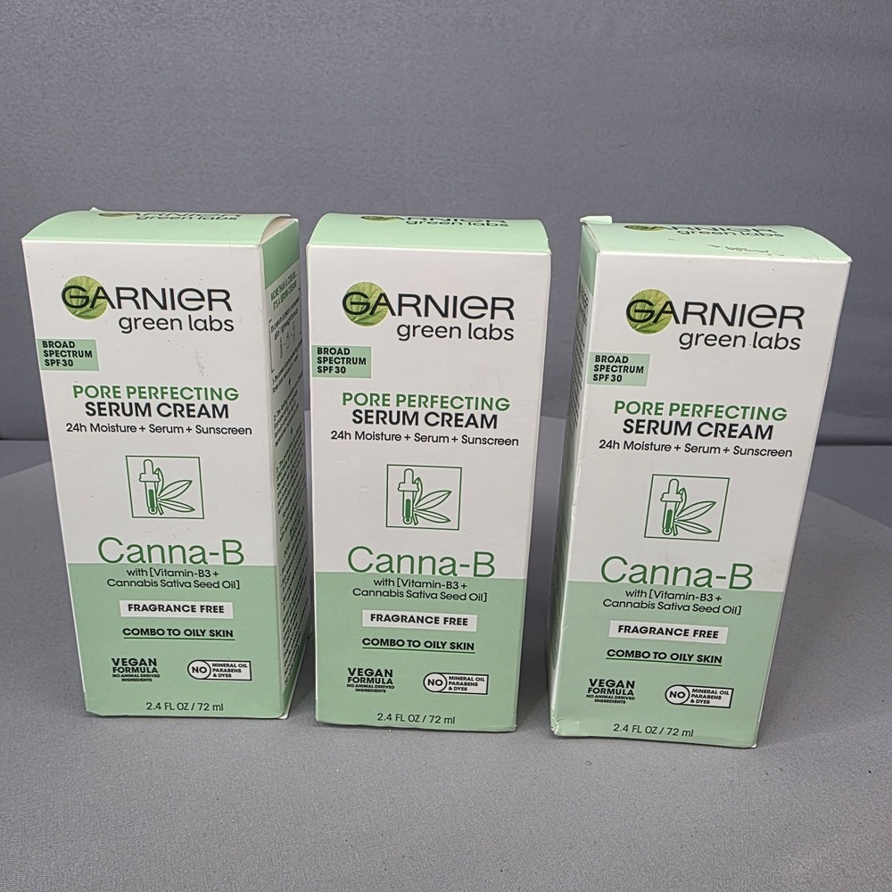 Garnier Green Labs Canna-B Pore Perfecting Serum Cream 2.4 oz Lot of 3